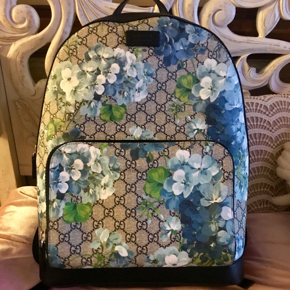 NEW GUCCI FLORAL BLUE BLOOMS BACKPACK/ bookbag